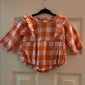 Orange and White Checkered Baby Romper